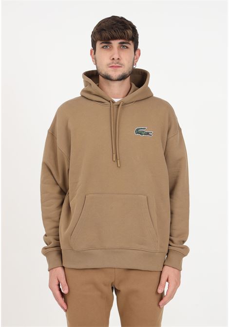 Brown sweatshirt with hood and patch for men LACOSTE | SH6404SIX