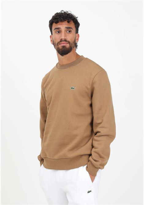 Beige crew neck sweatshirt for men LACOSTE | SH9608SIX