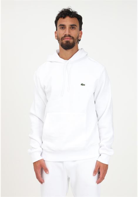 White men's hoodie embellished with logo patch LACOSTE | SH9623001