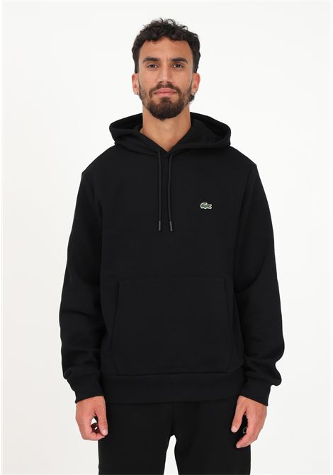 Black men's hoodie embellished with logo patch LACOSTE | SH9623031