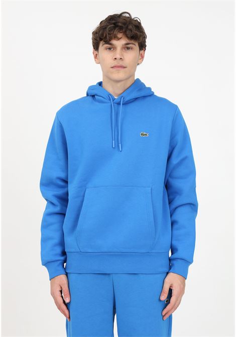 Light blue hooded sweatshirt for men embellished with logo patch LACOSTE | SH9623SIY
