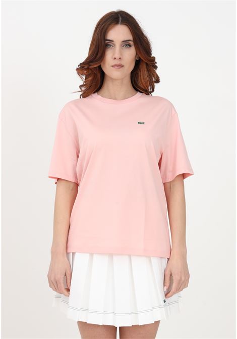 Women's casual pink t-shirt with crocodile patch LACOSTE | T-shirt | TF5441KF9