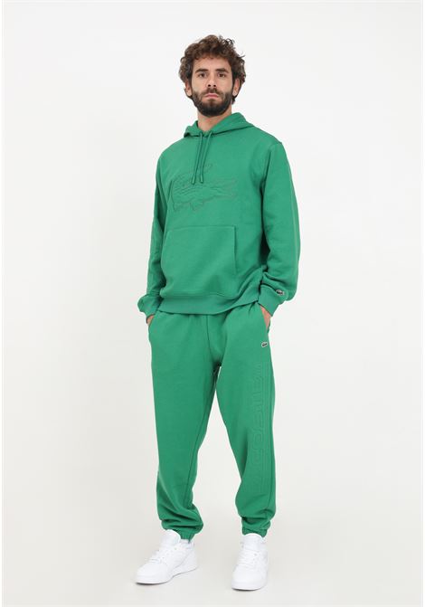 Green tracksuit trousers with tone-on-tone logo lettering for men LACOSTE | Pants | XH2101CNQ