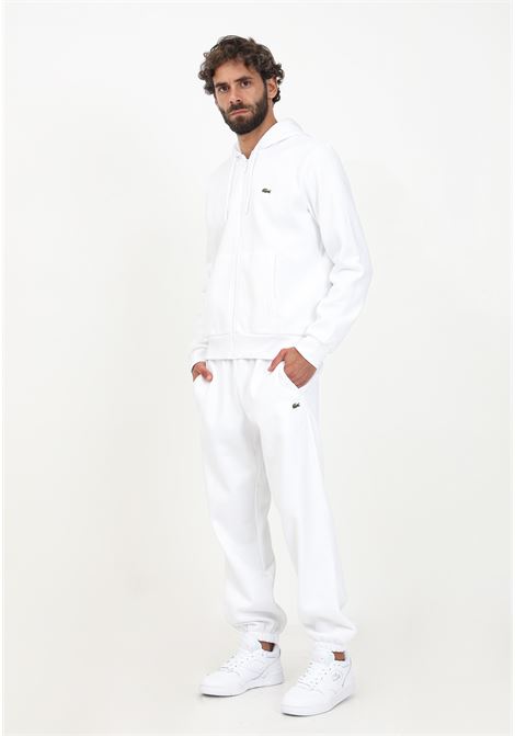 Pantalone sportivo bianco da uomo con patch coccodrillo LACOSTE | Pantaloni | XH9610001