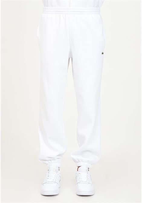 Pantalone sportivo bianco da uomo con patch coccodrillo LACOSTE | Pantaloni | XH9610001