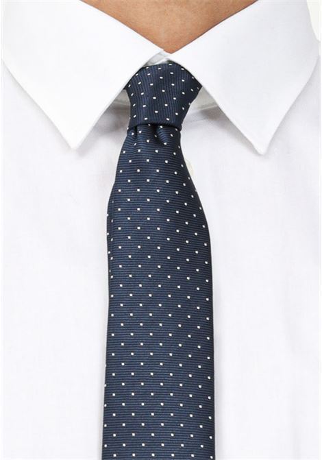 Blue men's tie in micro polka dot silk faille LANVIN | Necktie | 1309/1C.