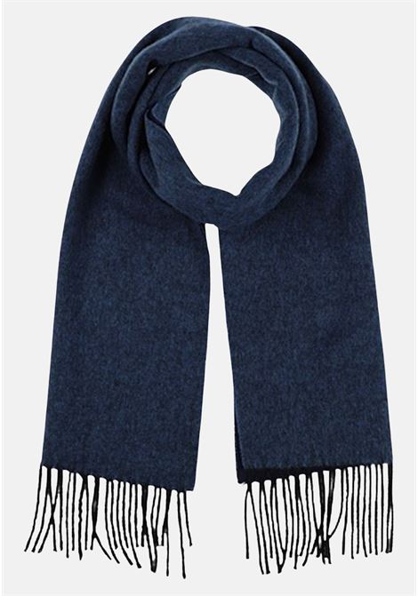 Blue unsiex wool scarf with fringes LANVIN | Scarves | 1601
