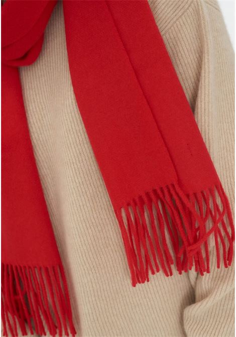 Sciarpa rossa con frange in lana da uomo e donna LANVIN | Sciarpe | 1605