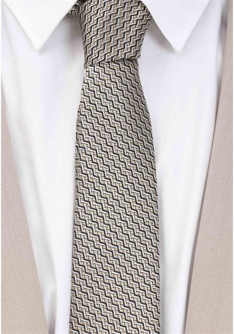 Beige men's tie with abstract pattern LANVIN | Necktie | 2059/4C.