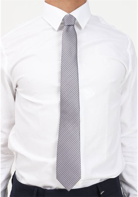 Cravatta grigia da uomo in seta con motivo astratto LANVIN | Cravatte|Papillon | 2059/5C.