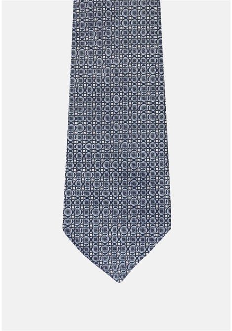 Blue men's tie in silk faille with micro flowers LANVIN | Necktie | 2106/1C.