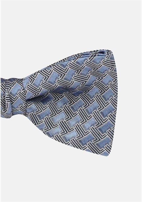 Light blue silk bow tie for men with micro monogram L LANVIN | Necktie | 2156/1P.