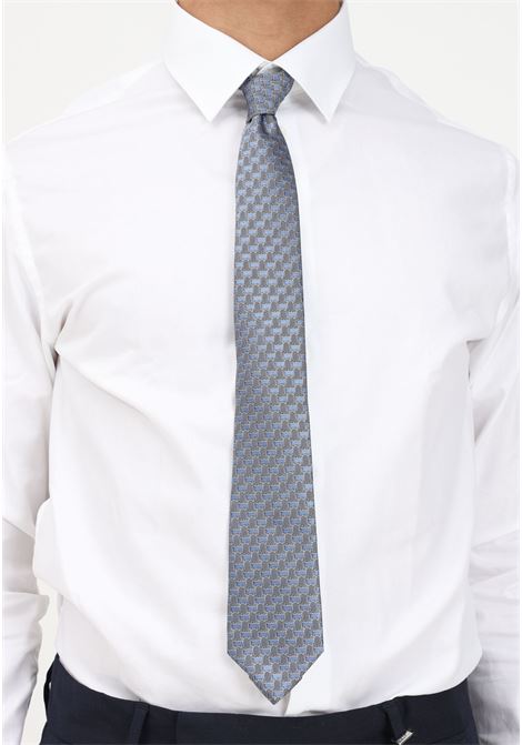 Light blue silk men's tie with L micro monogram LANVIN | Tie | 2156/2C.