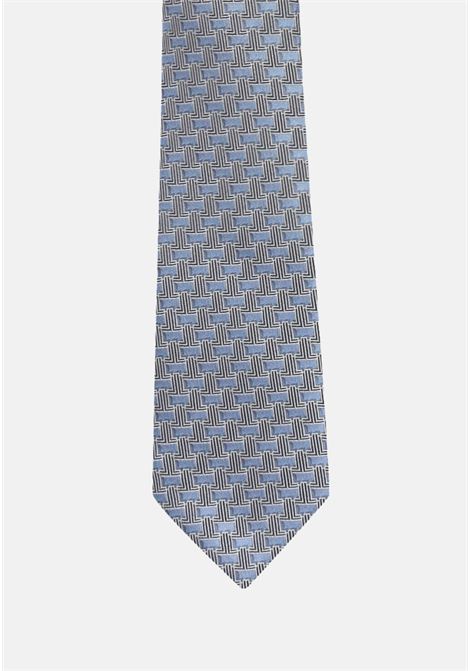 Cravatta azzurra da uomo in seta con micro monogramma L LANVIN | Cravatte|Papillon | 2156/2C.