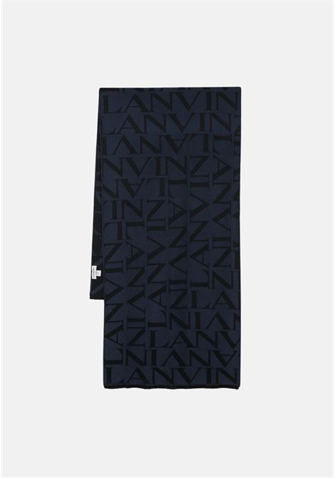 Blue scarf with unisex all-over logo LANVIN | Scarves | 54561