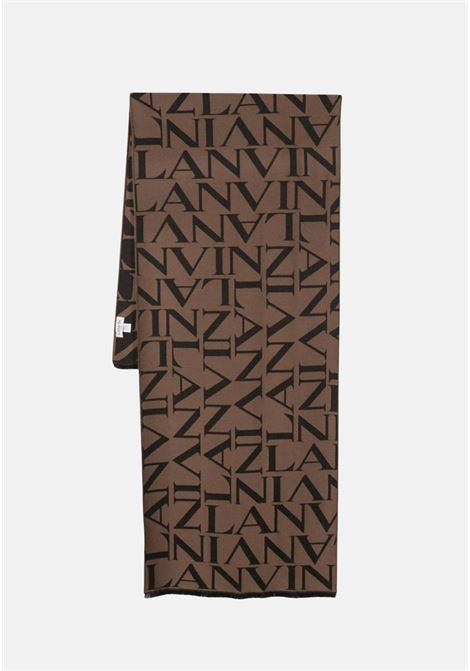 Brown scarf with unisex all-over logo LANVIN | Scarves | 54562