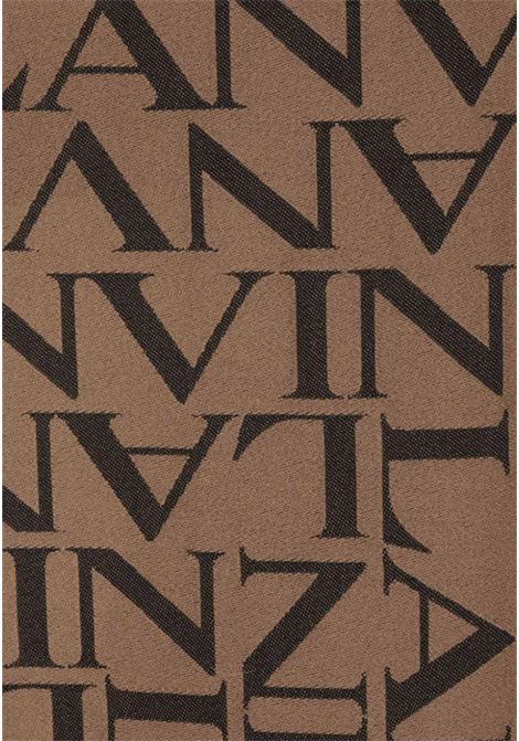 Brown scarf with unisex all-over logo LANVIN | Scarves | 54562