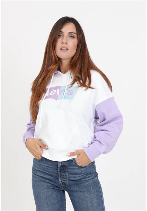 White sweatshirt with purple sleeves and hood with authentic print LEVI'S® | Hoodie | A5591-00090009