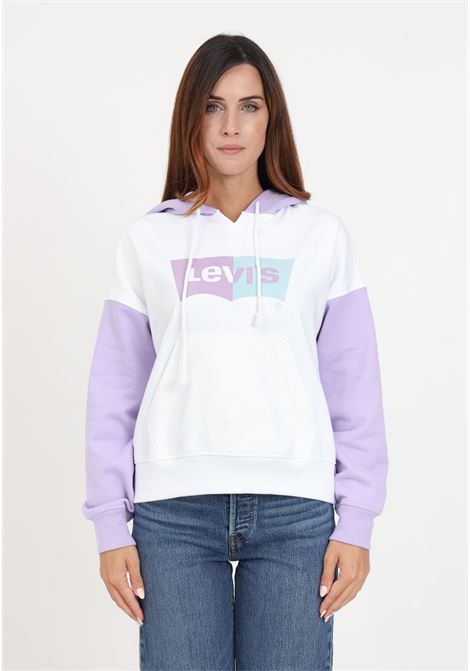 White sweatshirt with purple sleeves and hood with authentic print LEVI'S® | Hoodie | A5591-00090009