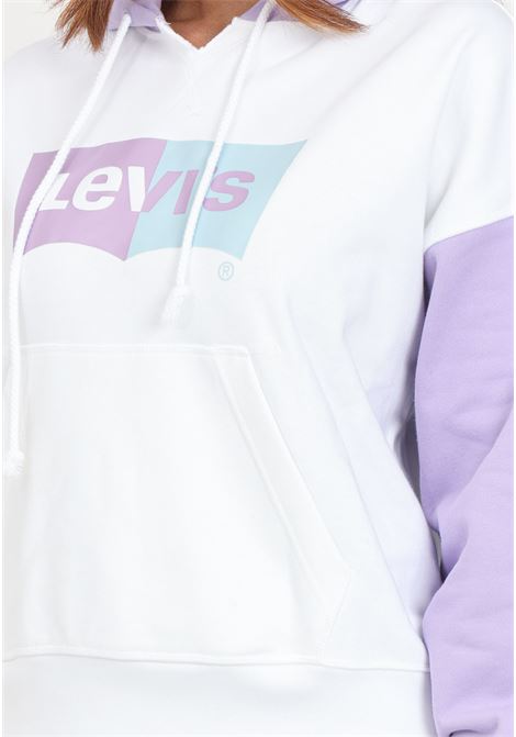 Felpa bianca con manica viola con cappuccio con stampa authentic LEVI'S® | Felpe | A5591-00090009