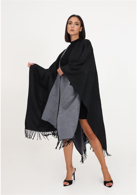 Black fringed poncho for women LIU JO | Capes | 2F3091T030022222