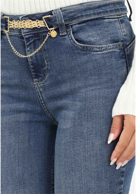 Women's denim jeans with gold waist belt LIU JO | Jeans | UF3015D439178282