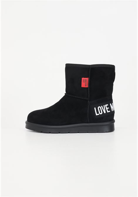 Black women's fur ankle boot with logo LOVE MOSCHINO | Ancle Boots | JA24423H0HJA5000