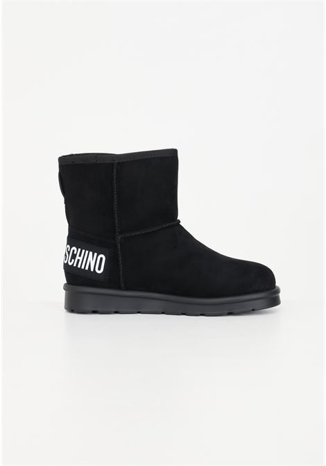 Black women's fur ankle boot with logo LOVE MOSCHINO | Ancle Boots | JA24423H0HJA5000