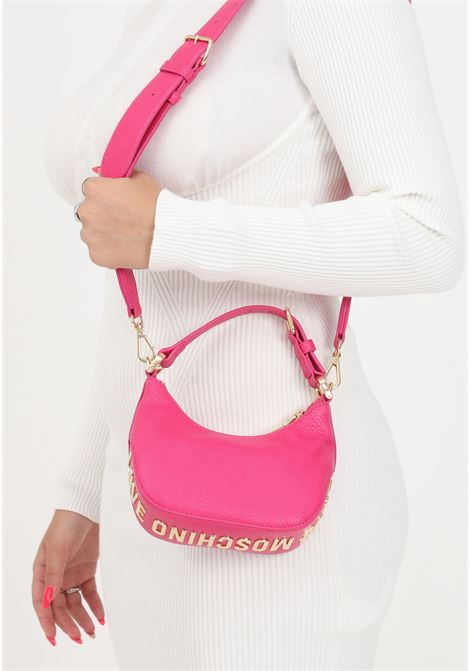 Mini borsa fucsia da donna con maxi logo in oro applicato sulla base LOVE MOSCHINO | Borse | JC4019PP1HLT0615
