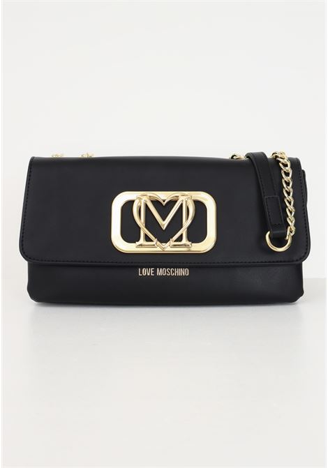 Black women's shoulder bag with logoed metal plate LOVE MOSCHINO | Bags | JC4111PP1HLF0000