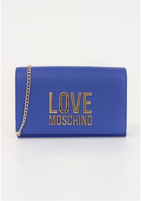 Borsa blu da donna con logo in metallo e tracolla in catena LOVE MOSCHINO | Borse | JC4127PP1HLI0753
