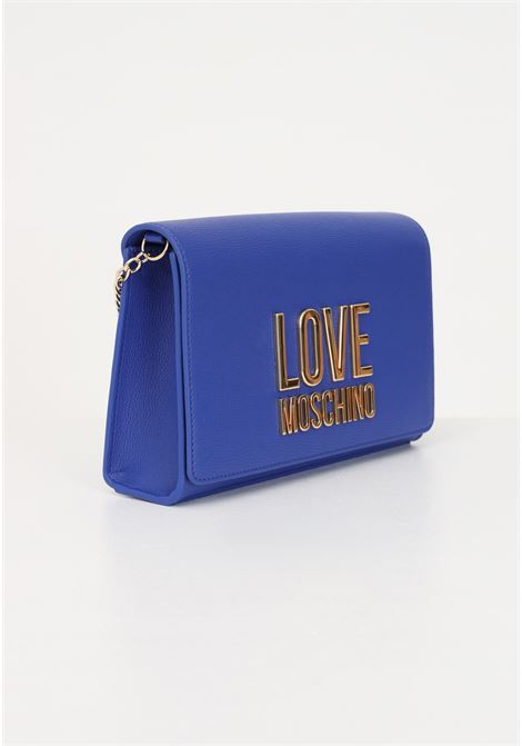 Blue women's bag with metal logo and chain shoulder strap LOVE MOSCHINO | Bags | JC4127PP1HLI0753