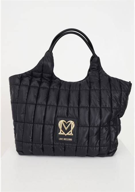 BLACK WOMEN'S HANDMADE BAG WITH GOLD LOGO LOVE MOSCHINO | Bags | JC4141PP1HLJ100A
