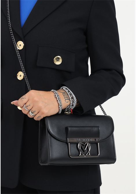 Black clutch bag with shoulder strap and women's logo LOVE MOSCHINO | Bags | JC4205PP0HKW0000