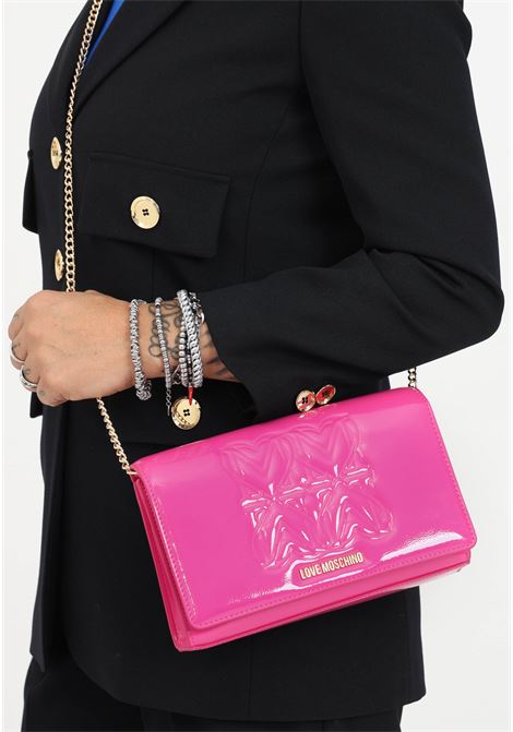 Fuchsia patent leather clutch bag for women LOVE MOSCHINO | Bags | JC4218PP0HKH0604