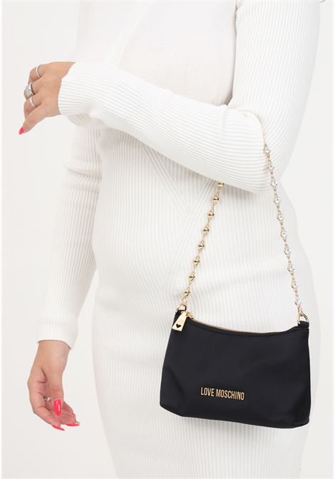 Black women's handbag with handle embellished with diamonds LOVE MOSCHINO | Bags | JC4233PP0HKK0000