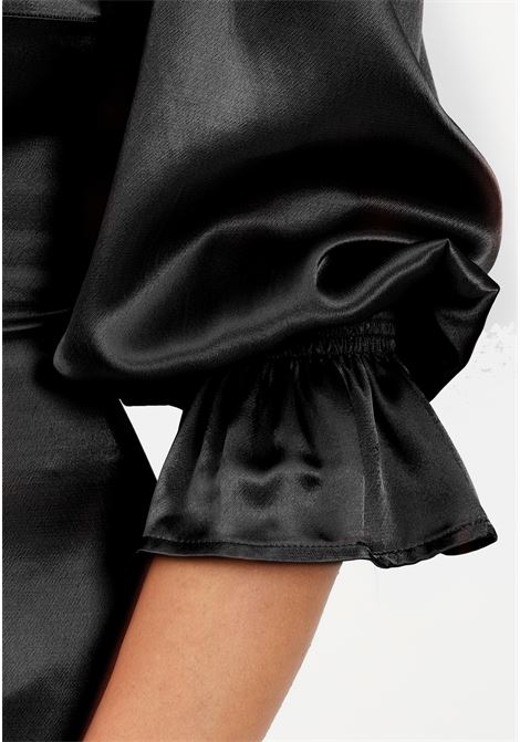 Abito nero con rouches su maniche da donna Mar de margaritas | MDMW233MARIDANERO
