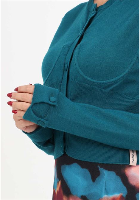 Women's teal cardigan with buttons Mar de margaritas | Cardigan | MDMW271OTTANIO