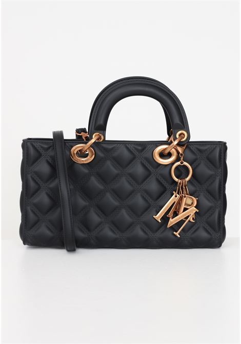 Black bag with pendant and shoulder strap for women MARC ELLIS | Bags | FLAT MISSY NANETTEBLACK/ORO DUCALE
