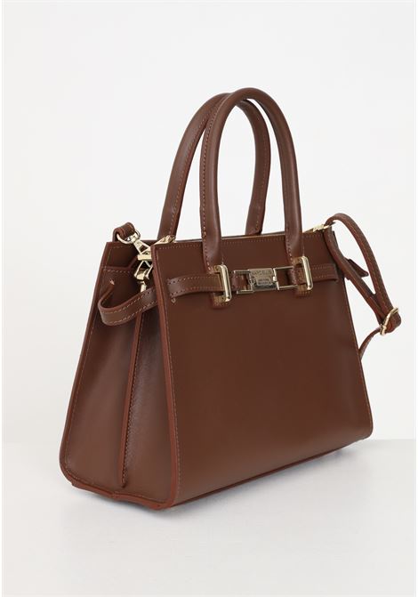 Brown handbag with logo plaque for women MARC ELLIS | Bags | LADY M RUBRUCIATO/GOLD