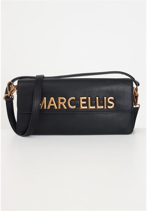Black bag with women's lettering logo MARC ELLIS | Bags | MACRO FLAPBLACK/ORO DUCALE