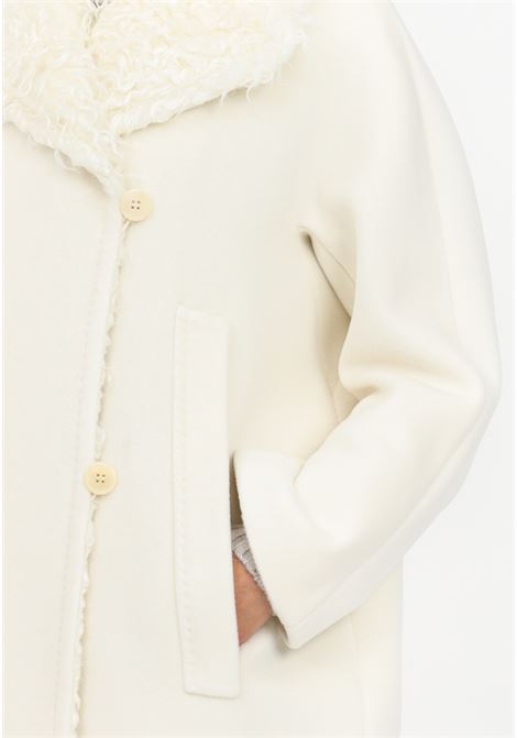 Cappotto color panna in beaver di lana da donna MAX MARA | Cappotti | 2360160733600009