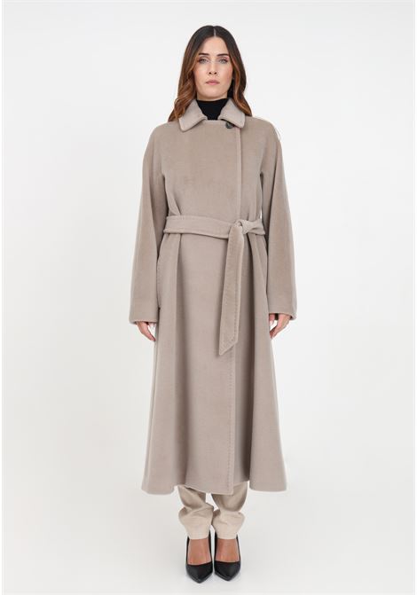 Biege wool blend coat with belt for women MAX MARA | Coat | 2360160833600021