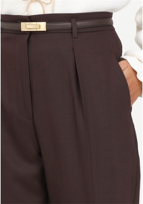 pantalone marrone da donna con cintura MAX MARA | Pantaloni | 2361360333600017