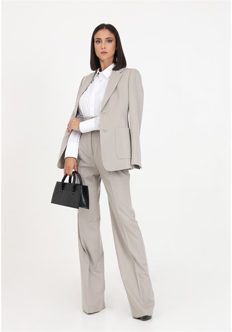 Beige women's belted trousers in straight cut wool MAX MARA | Pants | 2361360633600013