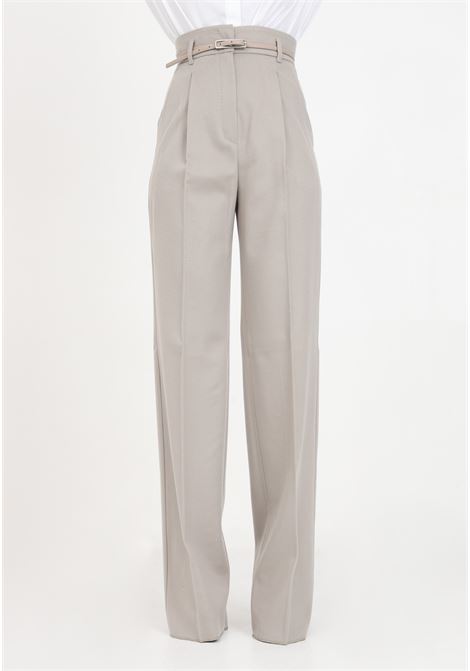 Pantalone con cintura da donna beige in lana taglio dritto MAX MARA | Pantaloni | 2361360633600013