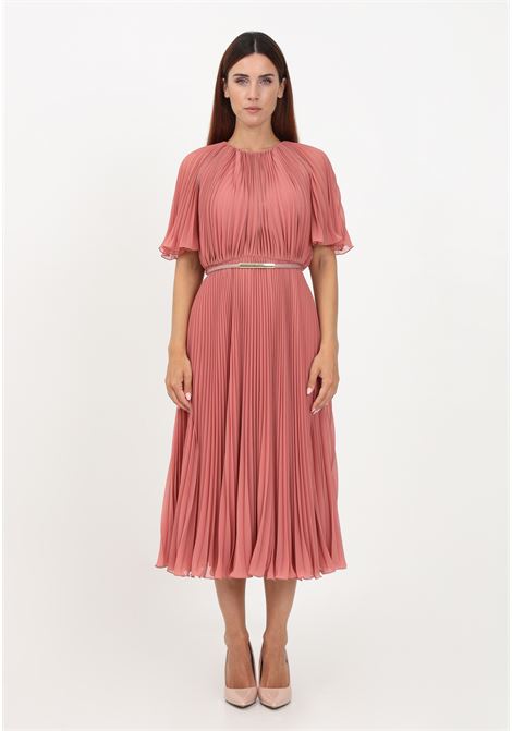 Blush pink midi dress for women with pleated pattern MAX MARA | Dress | 2362260434600030