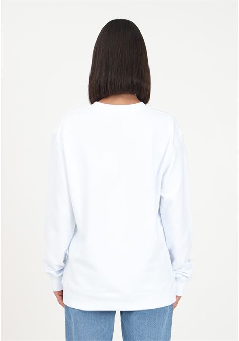 Women's white crewneck sweatshirt with logo embroidery MO5CH1NO JEANS | Sweatshirt | A171382571001