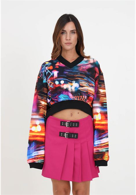 Javanaise City Print crop sweatshirt for women MO5CH1NO JEANS | Knitwear | J171187831888