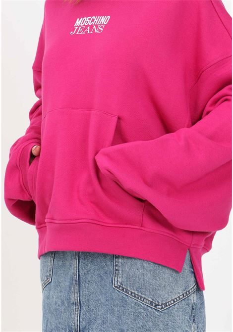 Fuchsia hooded sweatshirt for women MO5CH1NO JEANS | Sweatshirt | J171387565244